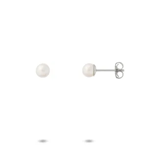 Akoya White Pearl Earrings in White Gold - 4.5-5mm