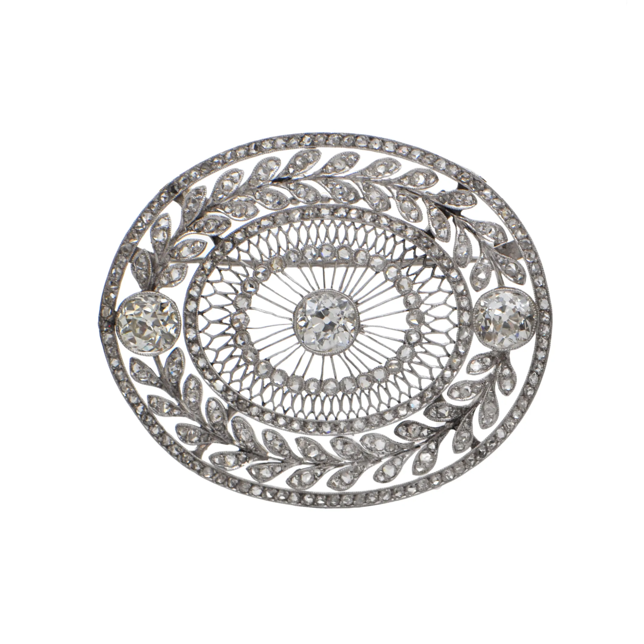 Antique Belle-poque Diamond and Platinum Brooch/Pendant