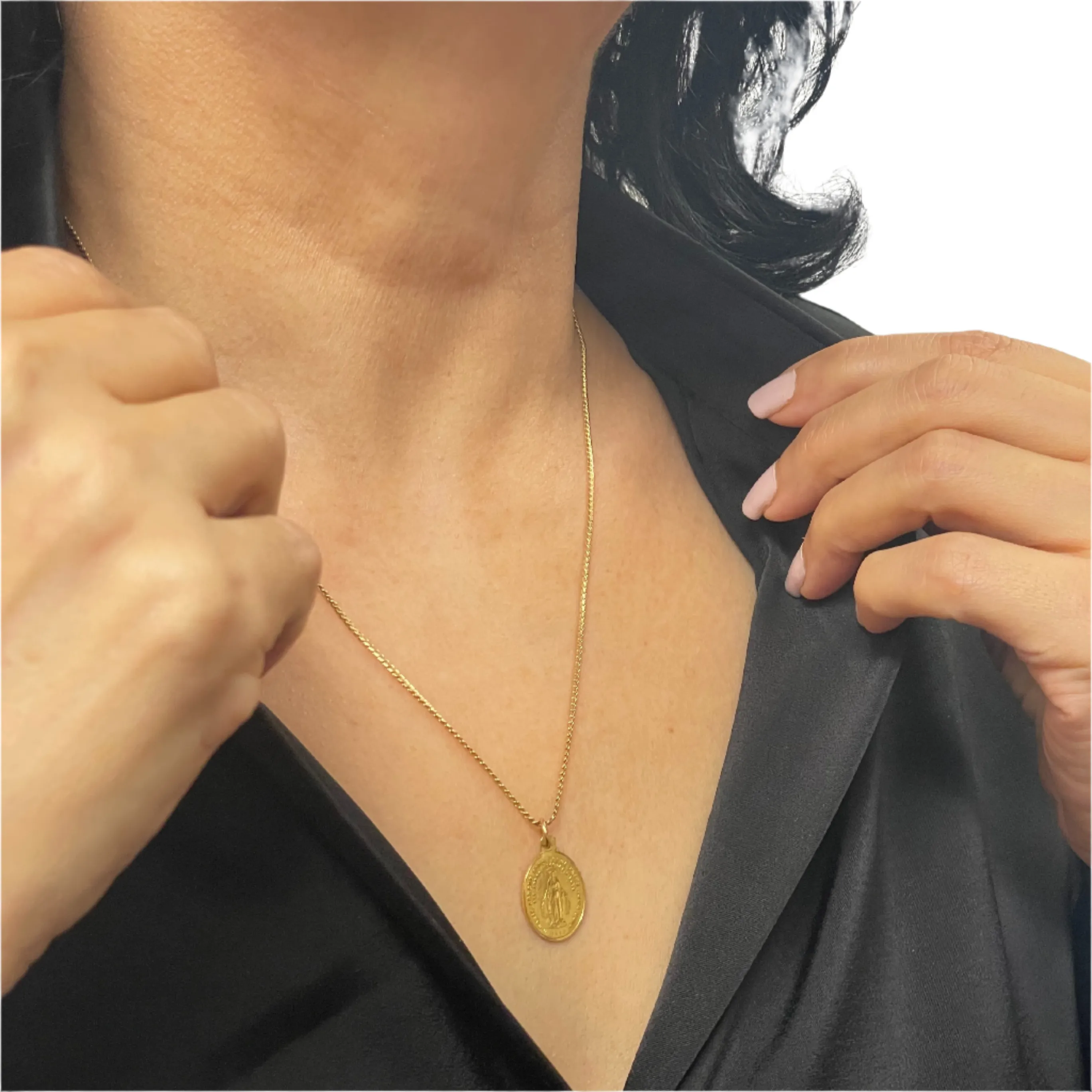 Antique French 18k Gold Miraculous Medal Charm Dated 1830