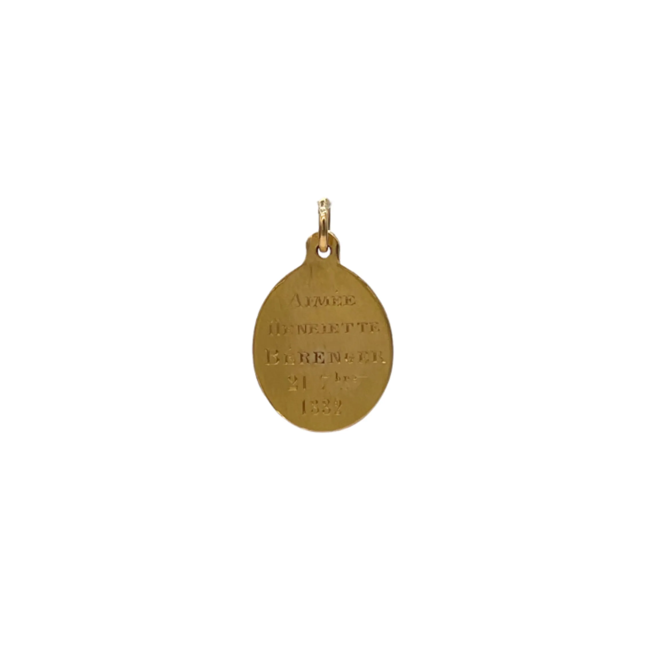 Antique French 18k Gold Miraculous Medal Charm Dated 1830