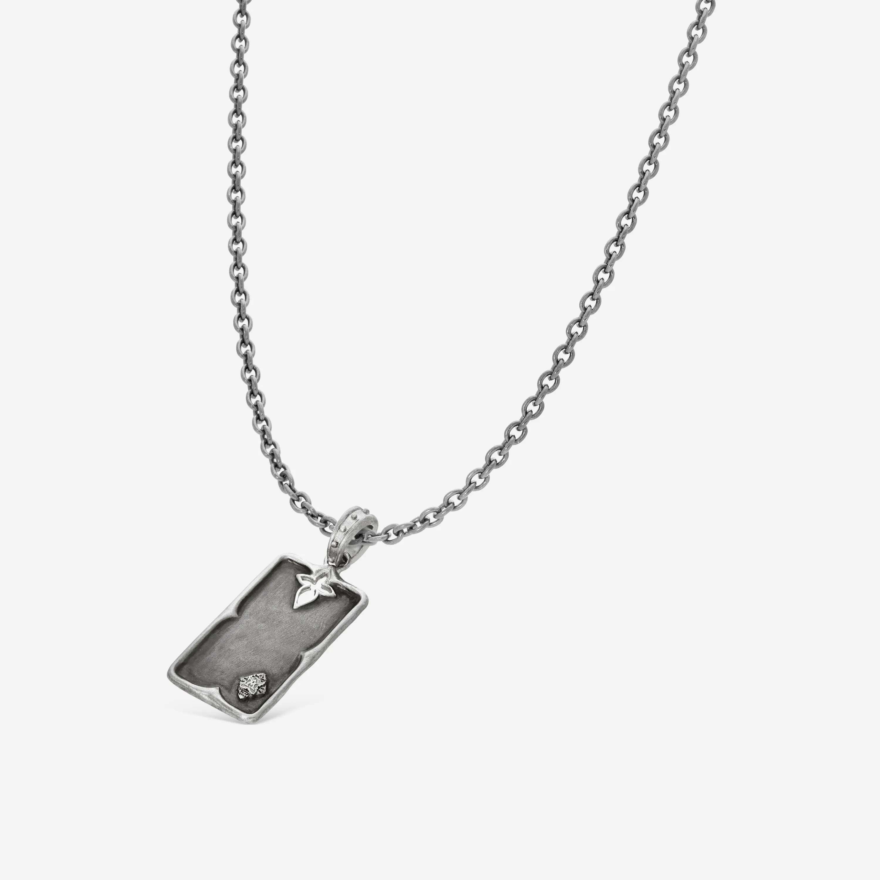 Armenta Men's Romero Sterling Silver Rectangle A Logo Tag Pendant 18317