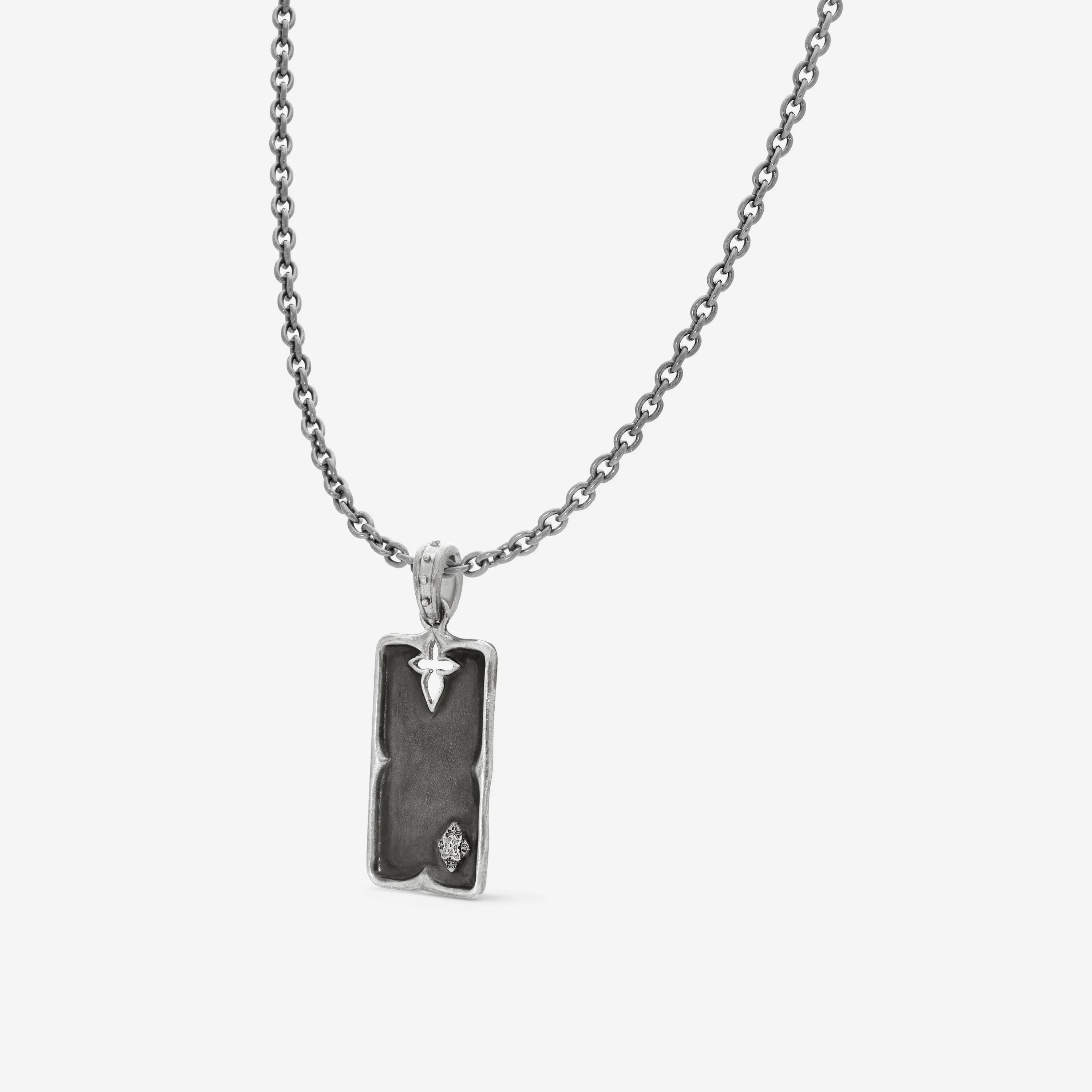 Armenta Men's Romero Sterling Silver Rectangle A Logo Tag Pendant 18317