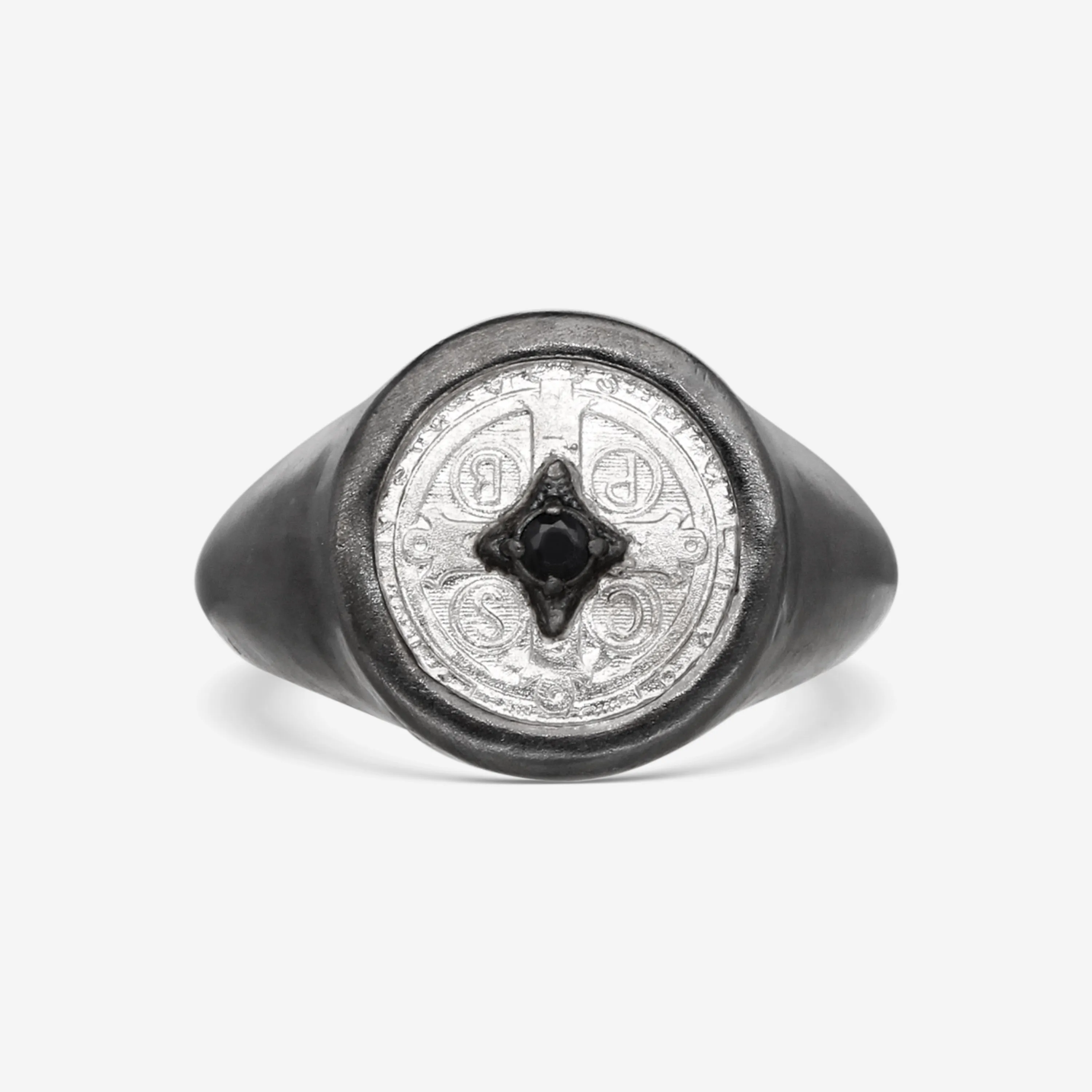Armenta Men's Sterling Silver Black Sapphire Men's Signet Ring Sz. 10.5 22318