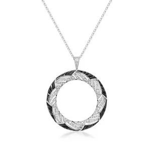 Art Deco Platinum Diamond & Onyx Pendant