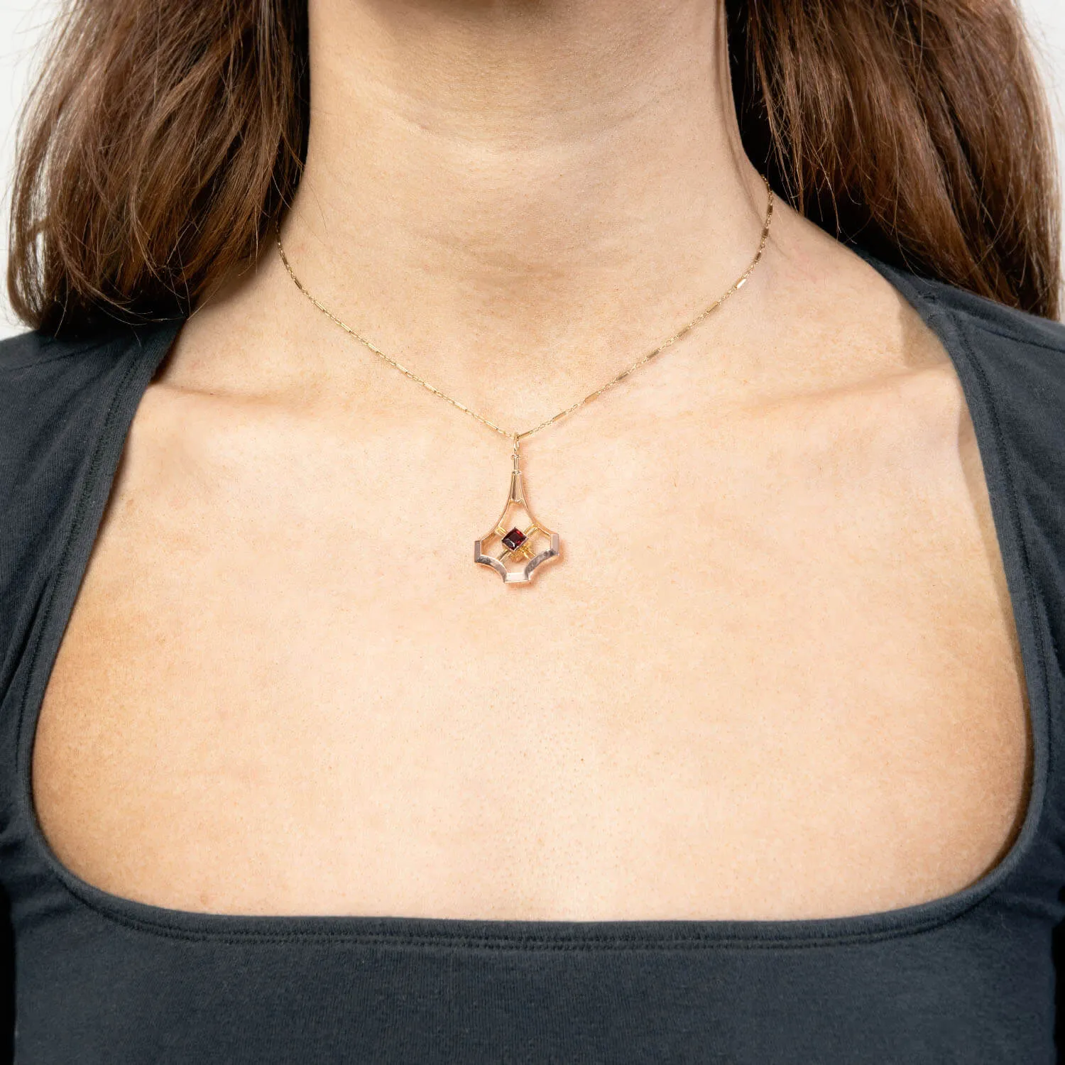 Art Nouveau 14k Garnet Pendant
