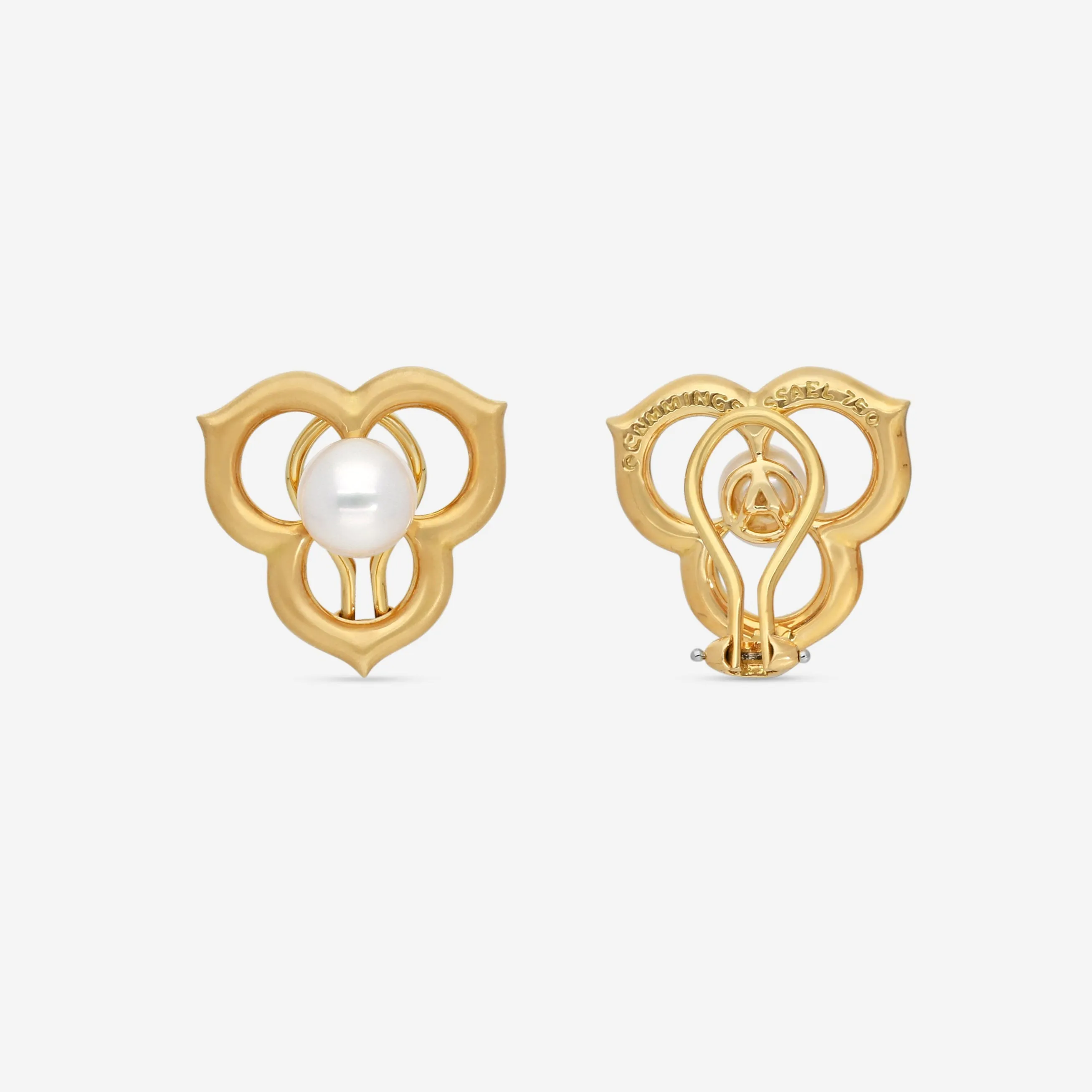 Assael 18K Yellow Gold Japanese Akoya Cultured Pearl Open Petal Earrings ACE0035