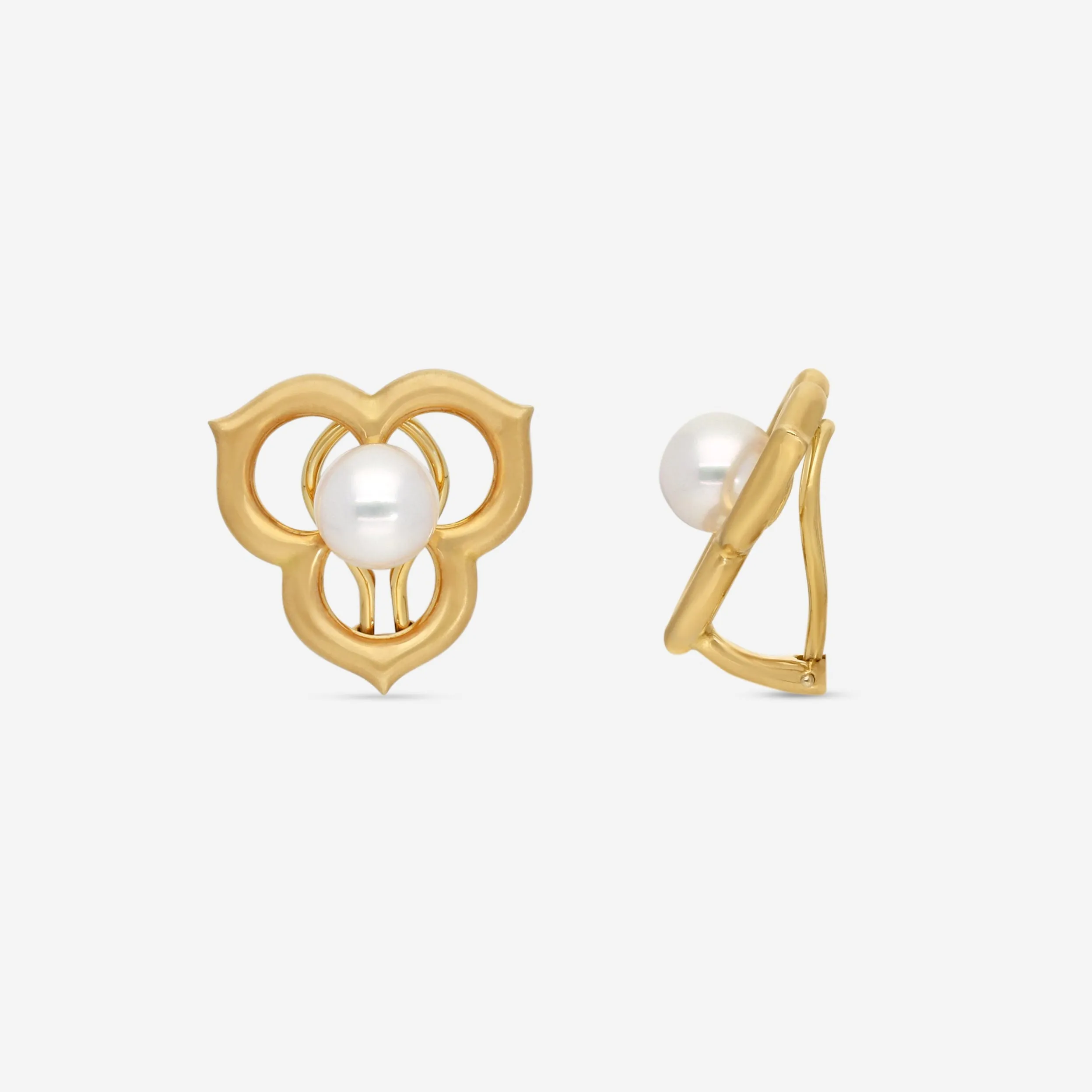 Assael 18K Yellow Gold Japanese Akoya Cultured Pearl Open Petal Earrings ACE0035