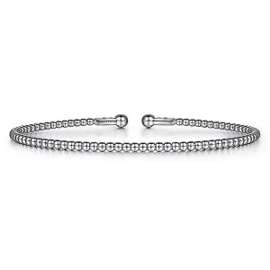 Beaded Bujukan Bangle, 6.5", White Gold, 2.2mm