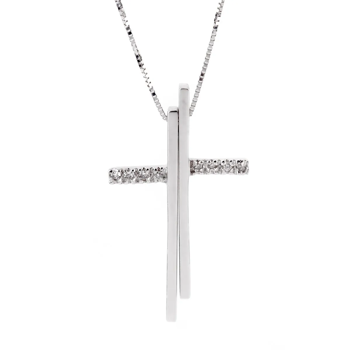Bliss Diamond Cross White Gold Necklace