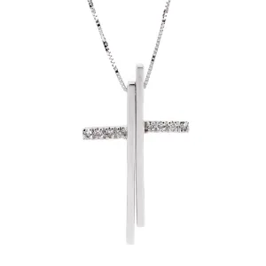 Bliss Diamond Cross White Gold Necklace