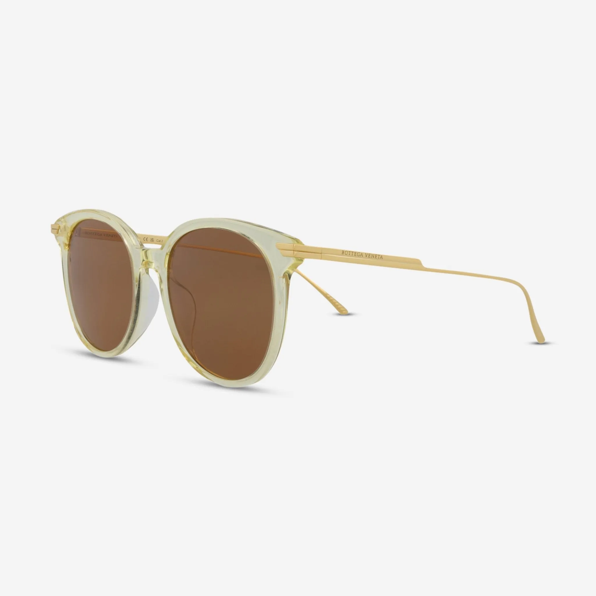 Bottega Veneta Minimalist Round Acetate & Metal 54mm Ladies Sunglasses BV1038SA
