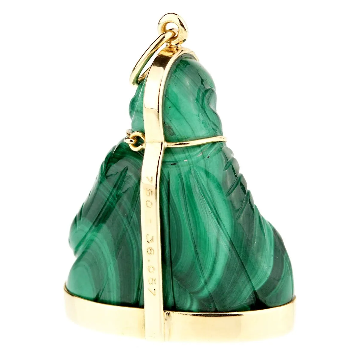 Cartier Buddha Malachite Gold Pendant Necklace