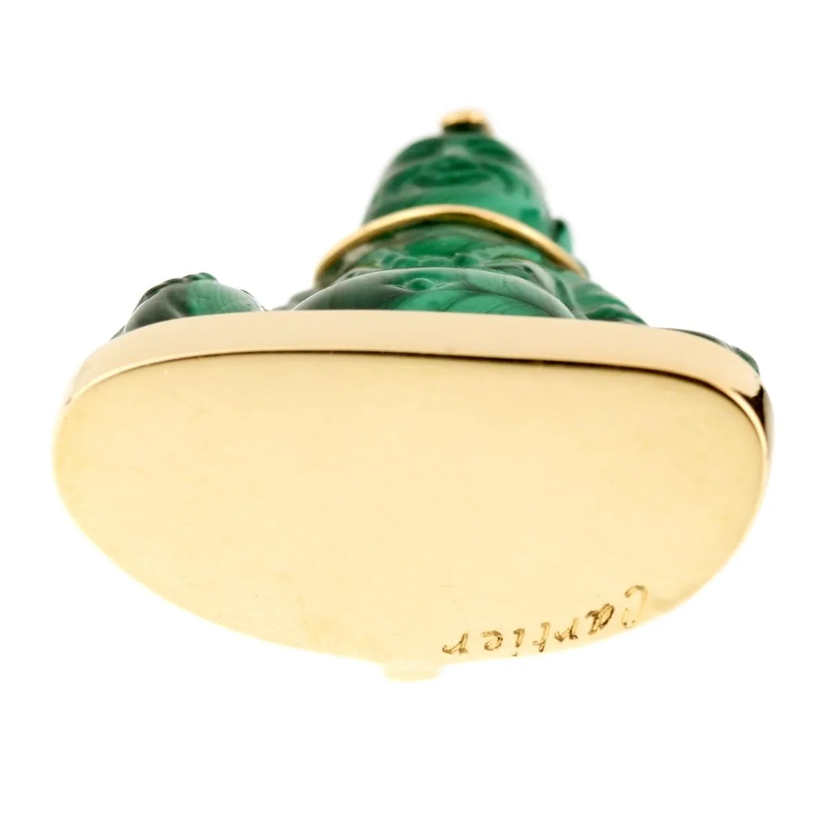 Cartier Buddha Malachite Gold Pendant Necklace