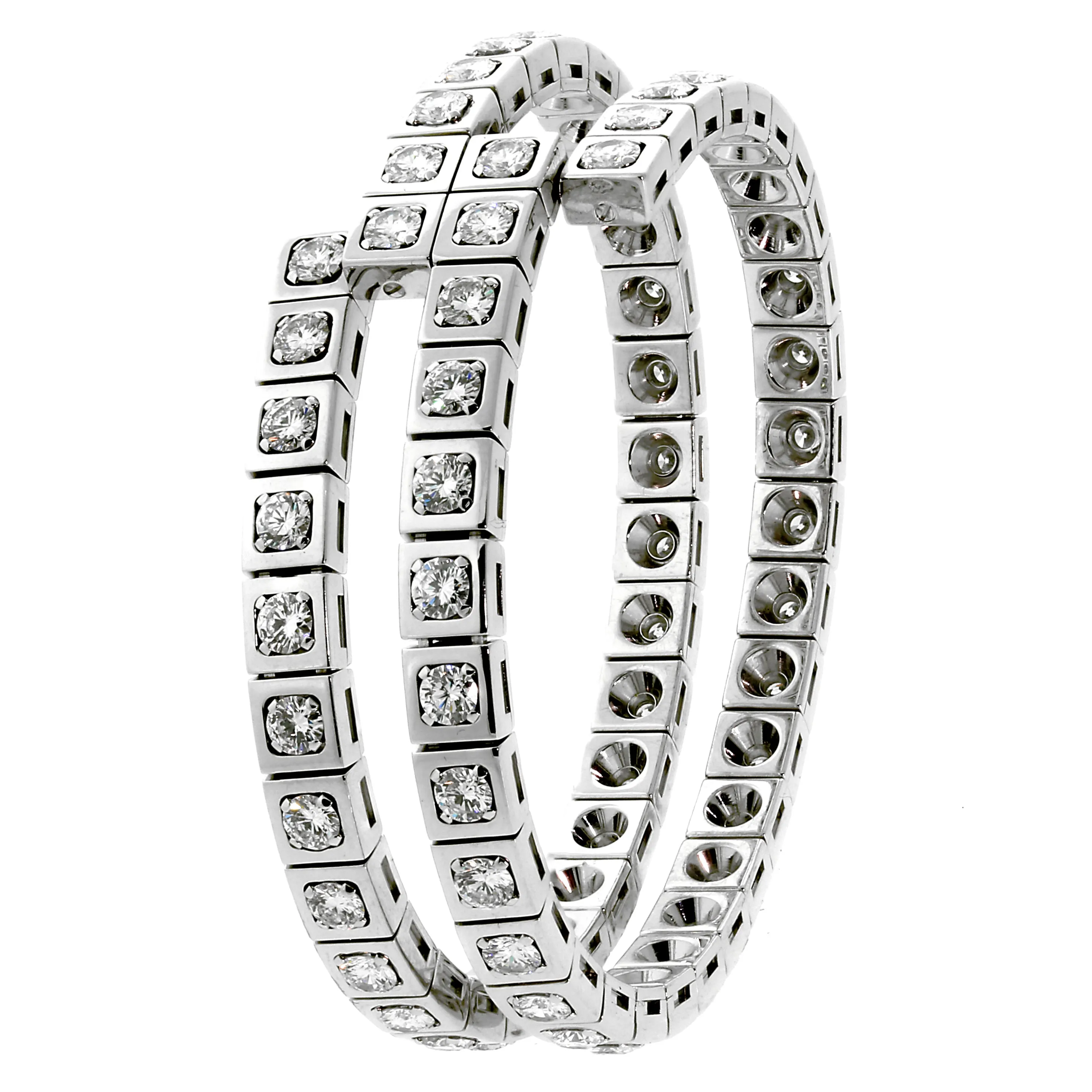 Cartier Tectonique Diamond 18k White Gold Double Wrap Bracelet