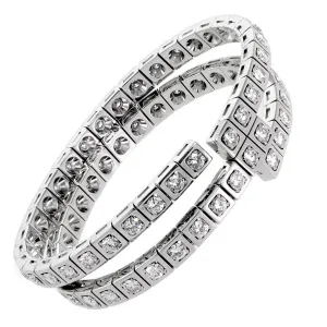 Cartier Tectonique Diamond 18k White Gold Double Wrap Bracelet