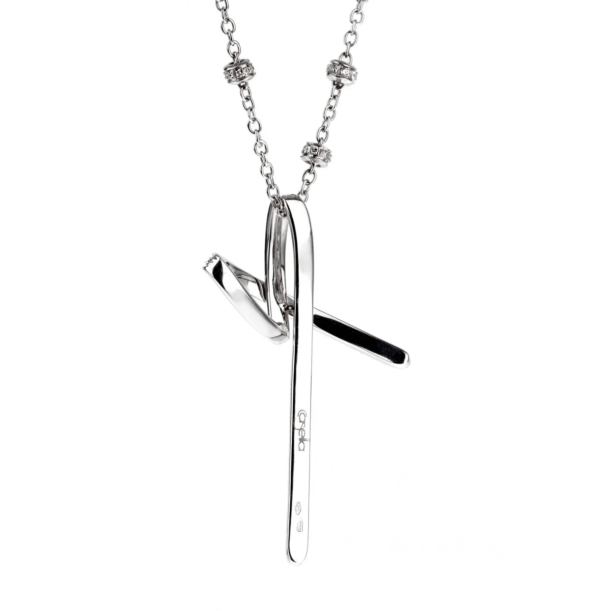Casella Diamond White Gold Cross Necklace