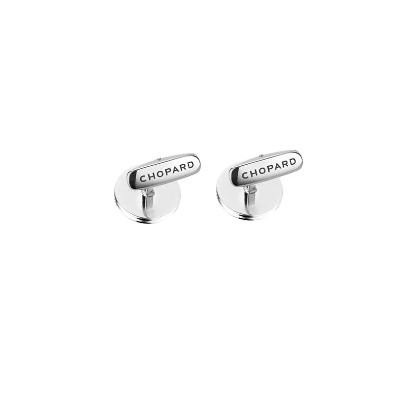 CHOPARD 'WINGS TOURBILLON' STAINLESS STEEL AND ONYX CUFFLINKS