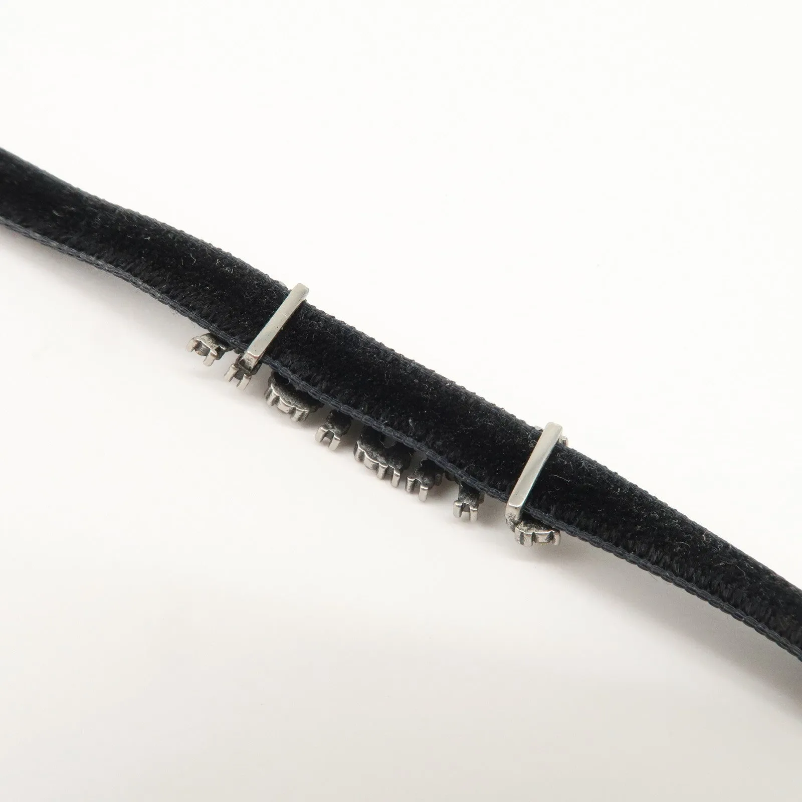 Christian Dior Metal Velour Rhine Stone Choker Black Silver