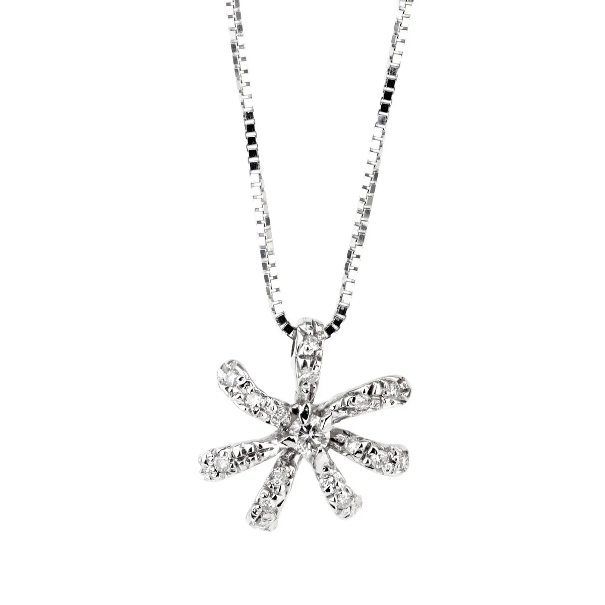 Comete Gioelli Diamond Starbust White Gold Necklace