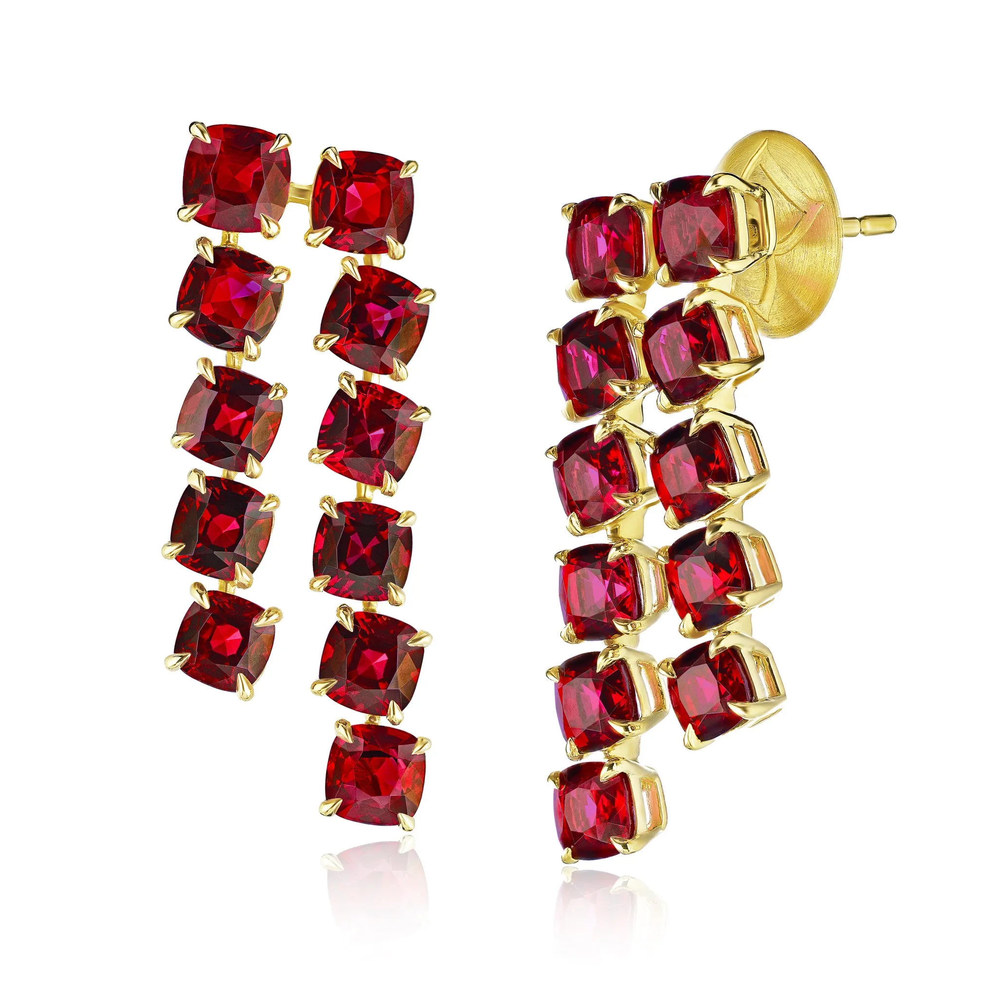 Contemporary 18KT Yellow Gold Ruby Earrings