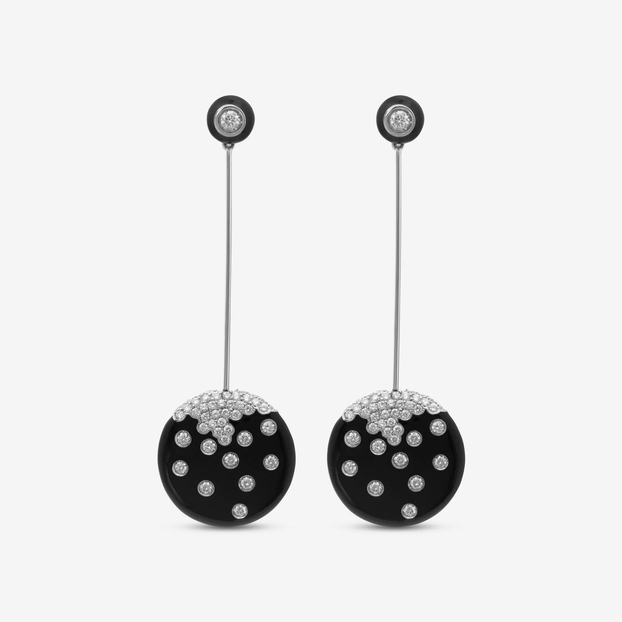 Damiani 18K White Gold Onyx and Diamond 1.37ct. tw. Drop Earrings 261384