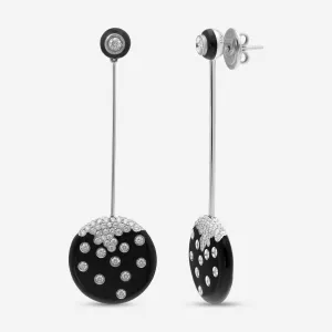Damiani 18K White Gold Onyx and Diamond 1.37ct. tw. Drop Earrings 261384