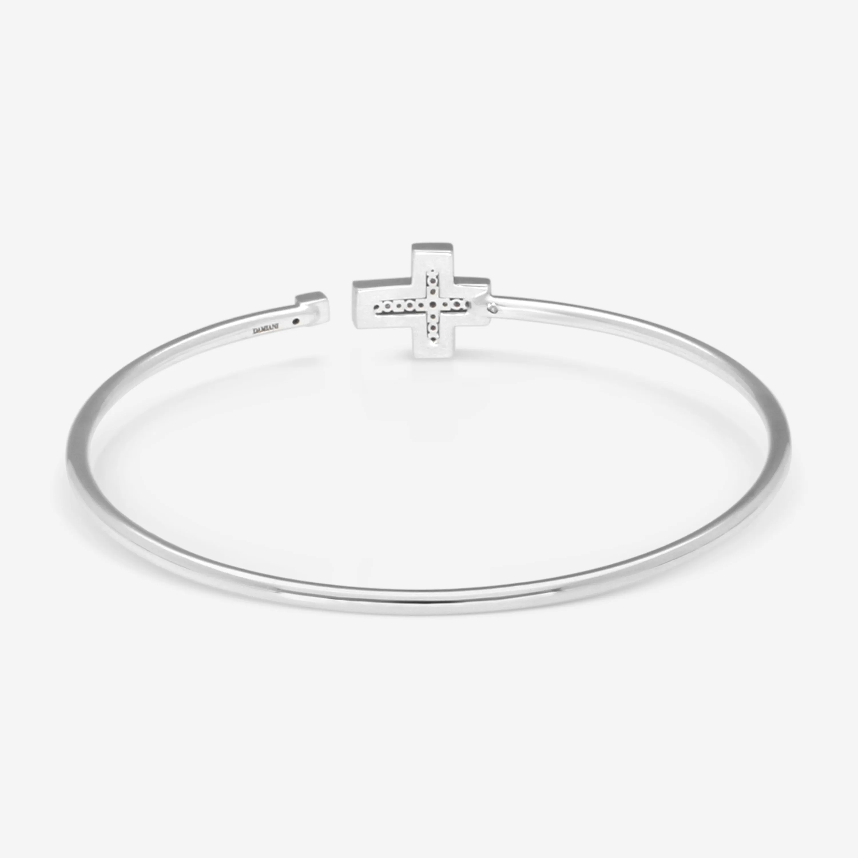 Damiani 18K Whte Gold Diamond Cross Bangle Bracelet 20083313