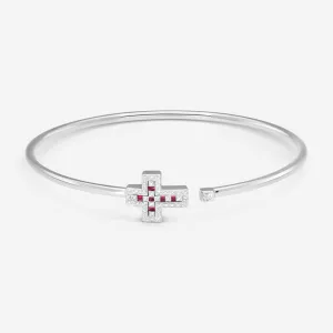 Damiani 18K Whte Gold Diamond Cross Bangle Bracelet 20083313