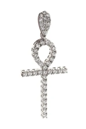 Diamond Ankh Cross Pendent 3.00ct 14K Gold