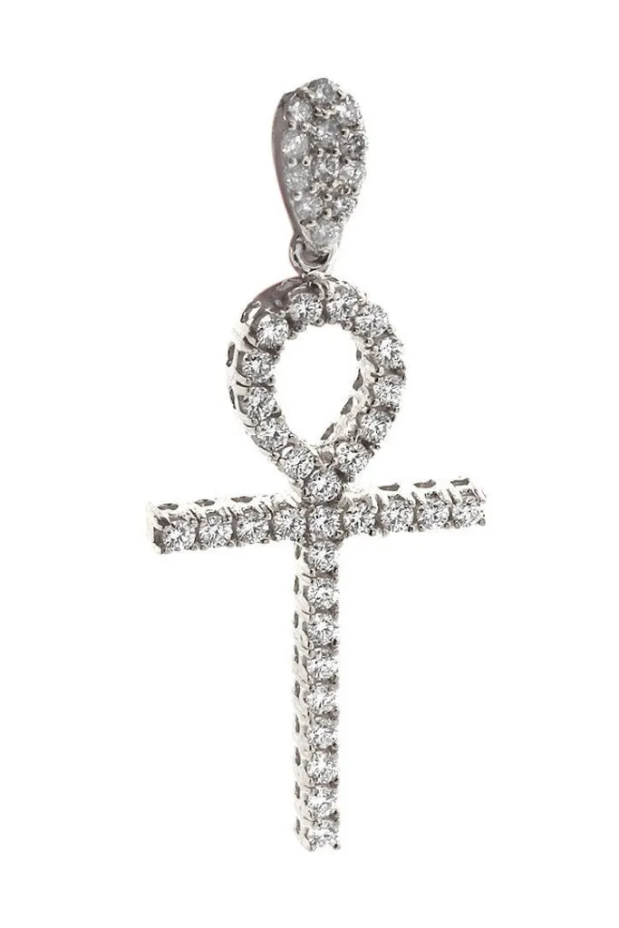 Diamond Ankh Cross Pendent 3.00ct 14K Gold