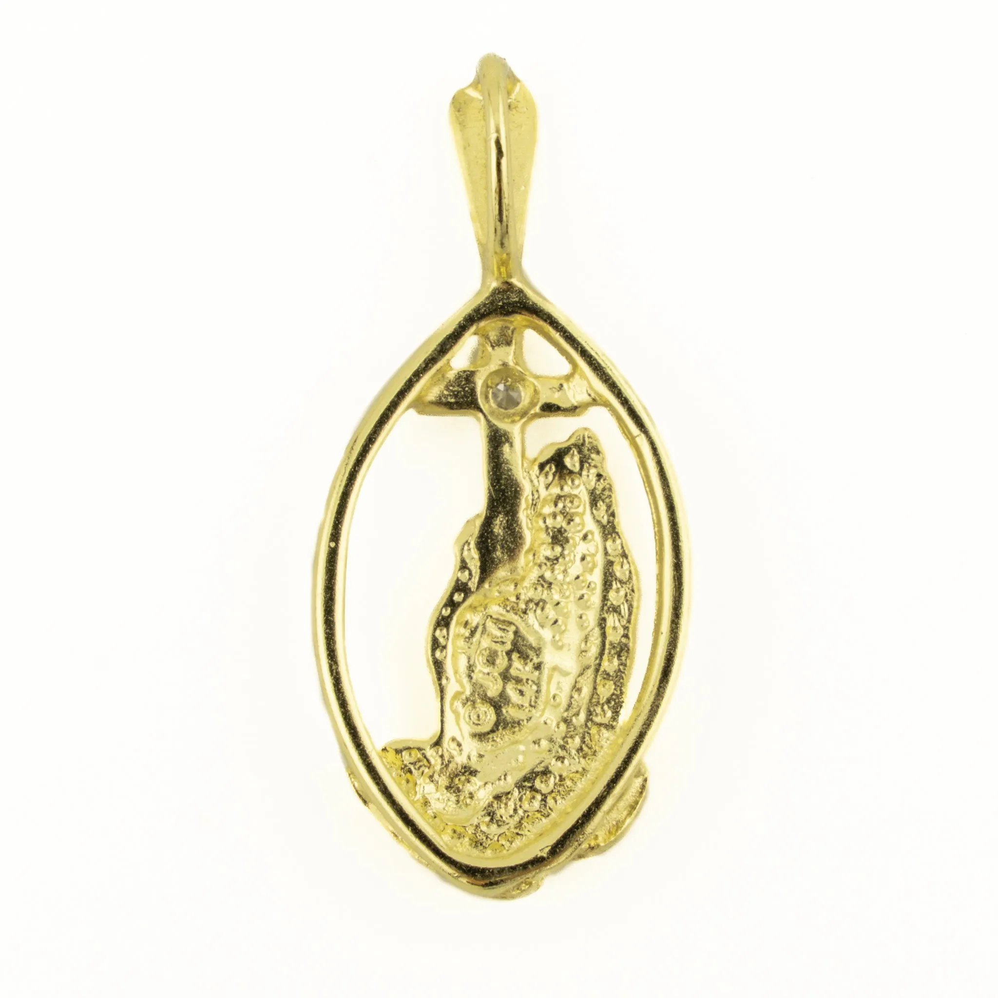 Diamond Solitaire Praying Hands Pendant Charm in 14K Two-Tone Gold - 1.2 grams