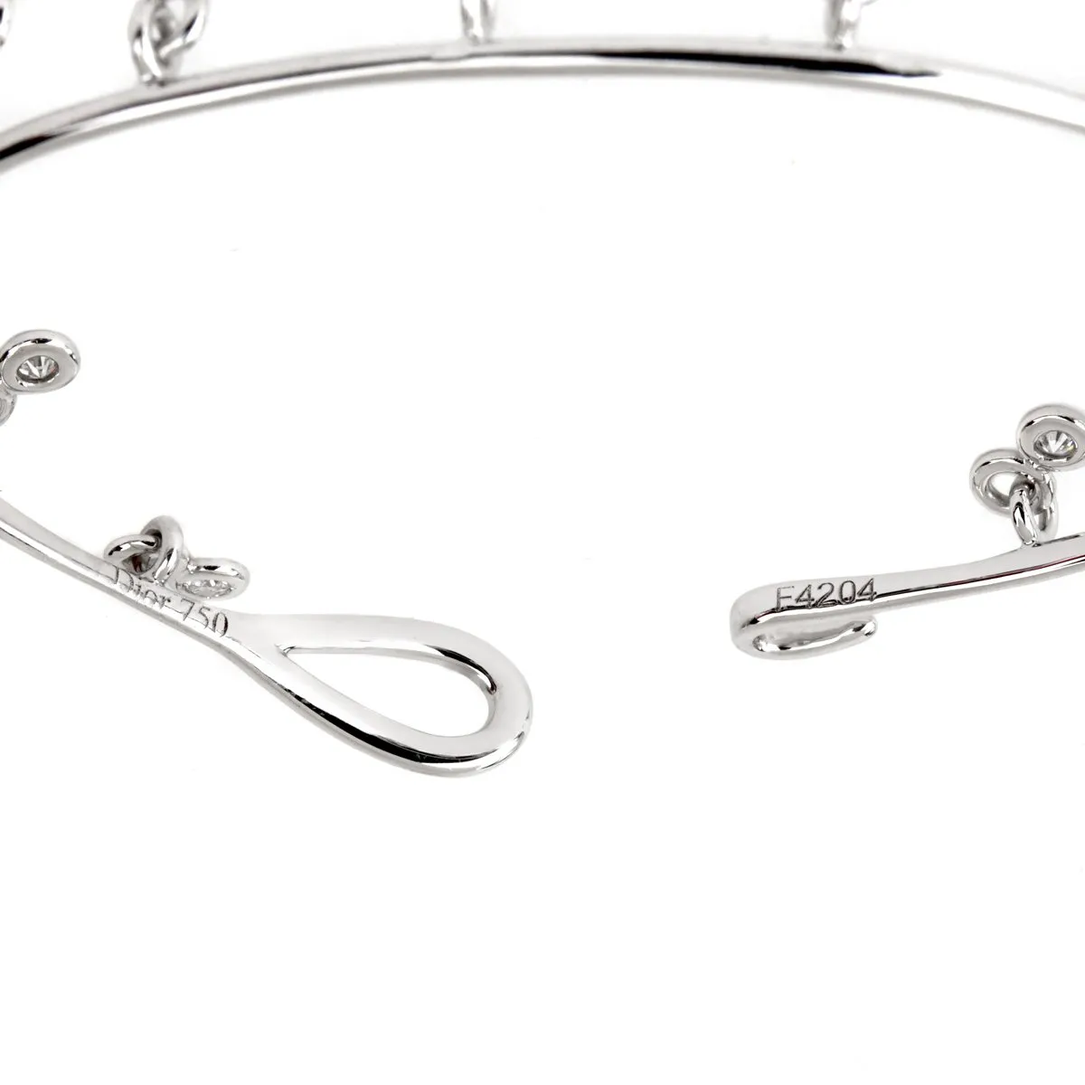 Dior Dangling Diamond 18k White Gold Bangle Bracelet
