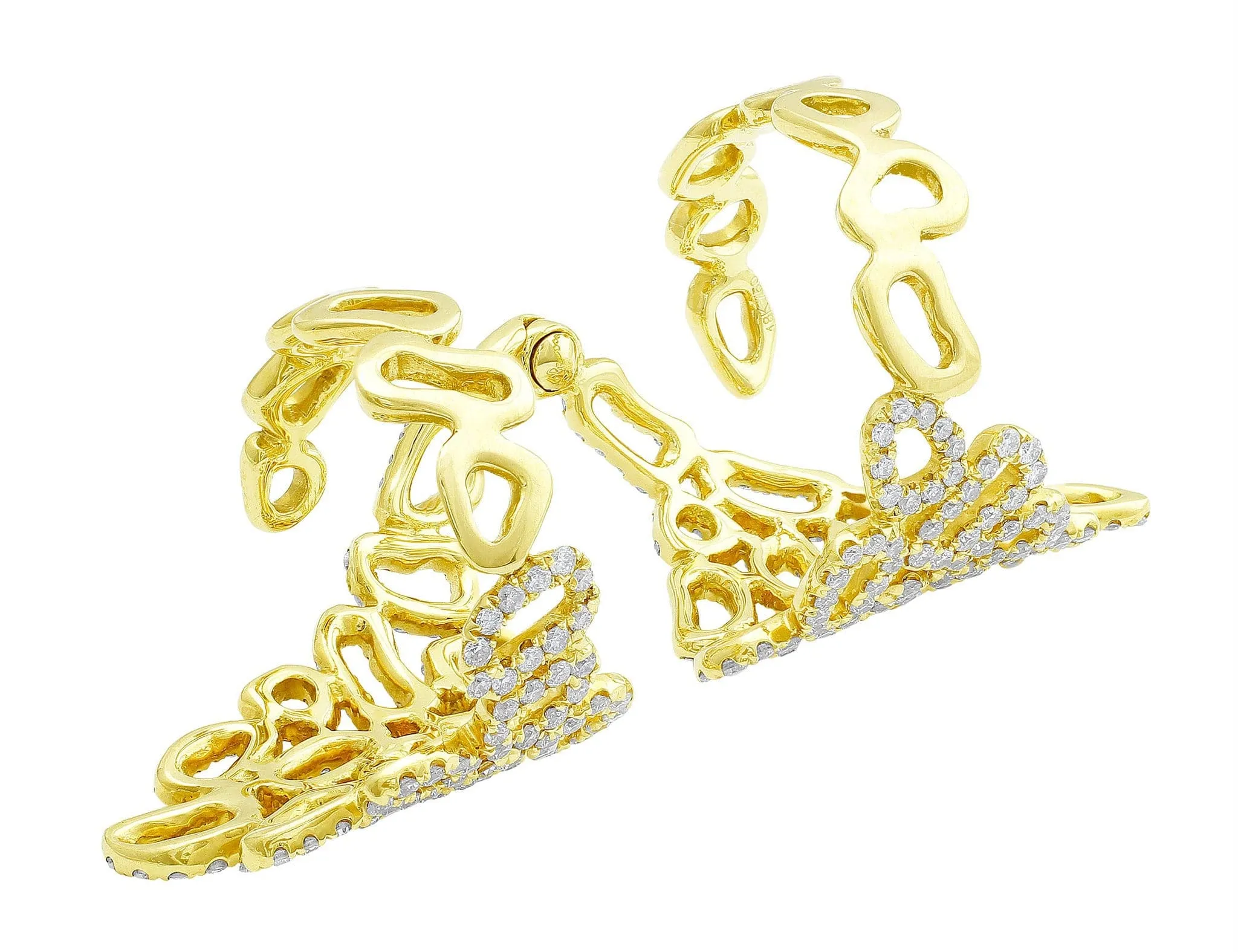 Double 18kt Yellow Gold Pav Lace Ring