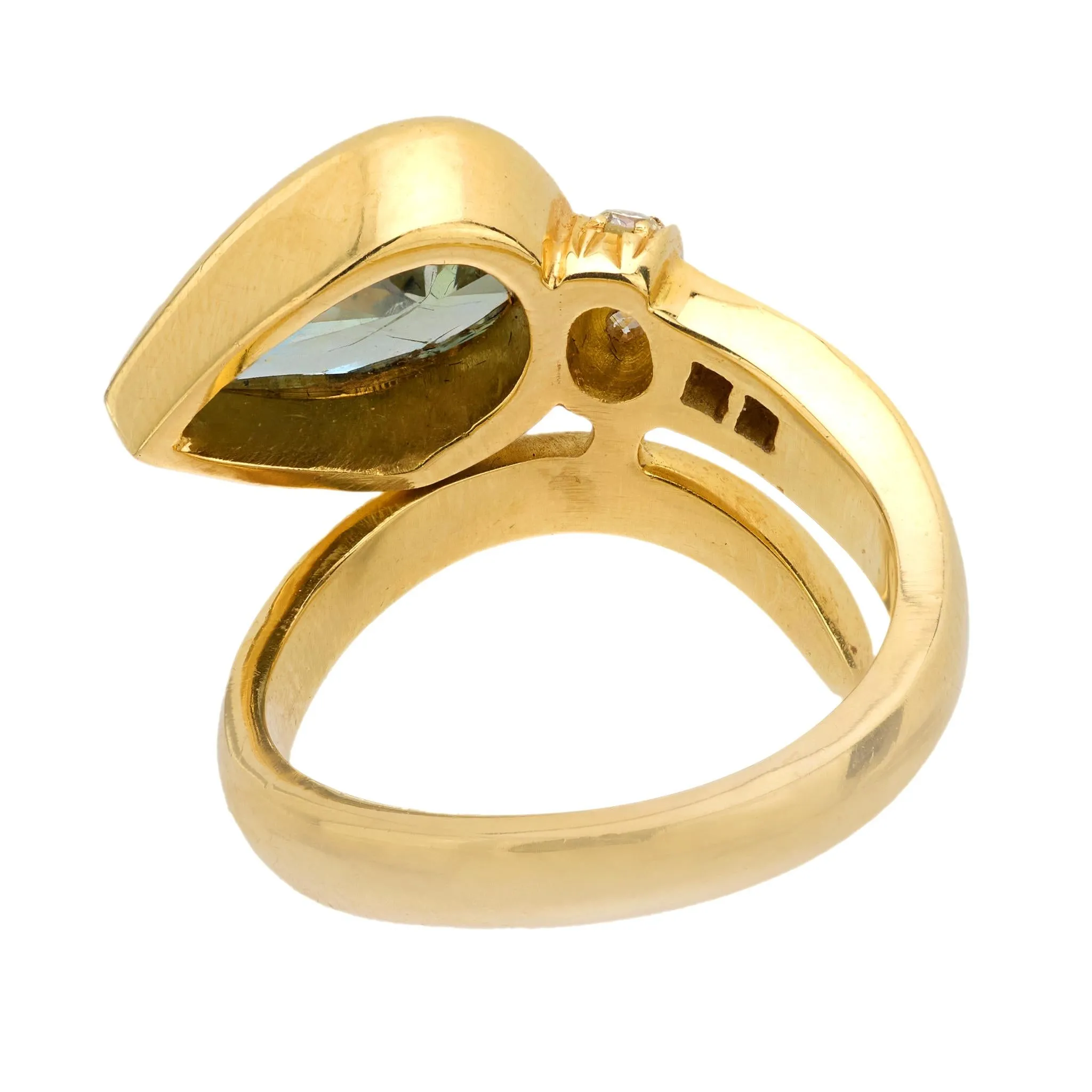 Estate 18k Green Diamond Snake Ring