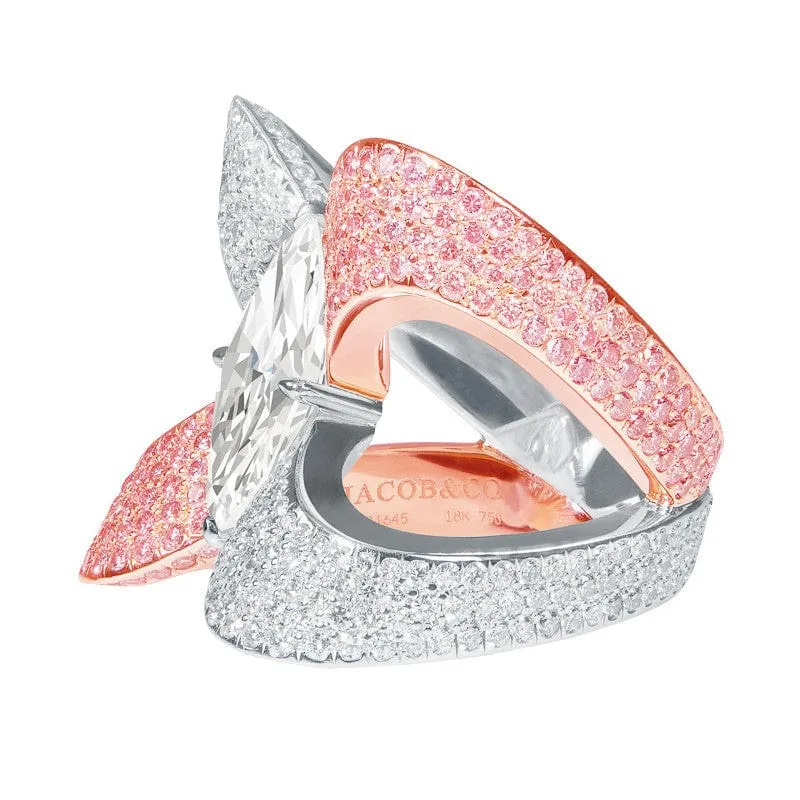 Estate Jacob & Co 18k White & Rose Gold 3.09ct Marquise Diamond Ring, GIA Certified