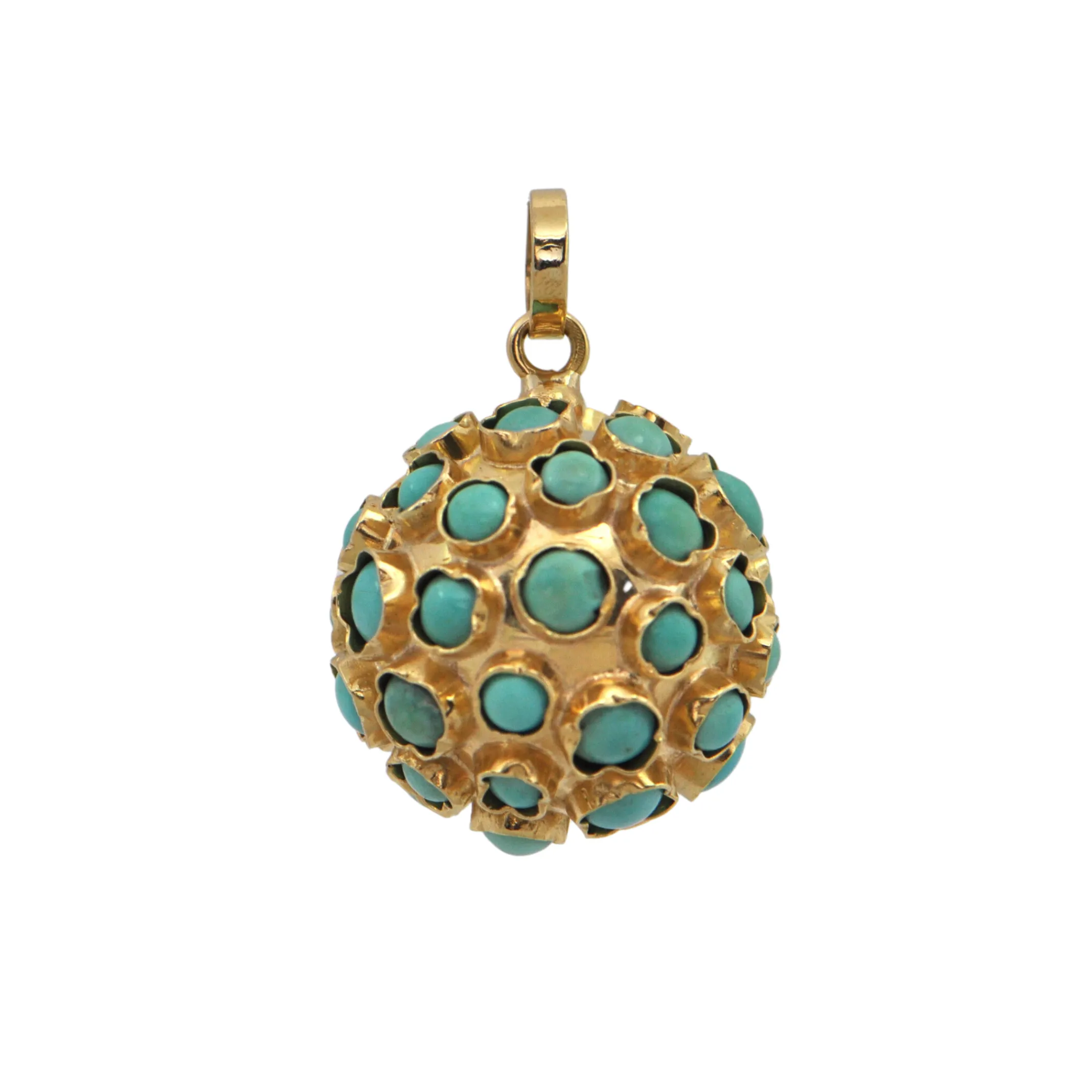 Estate Turquoise 18k Gold Sputnik Orb Charm