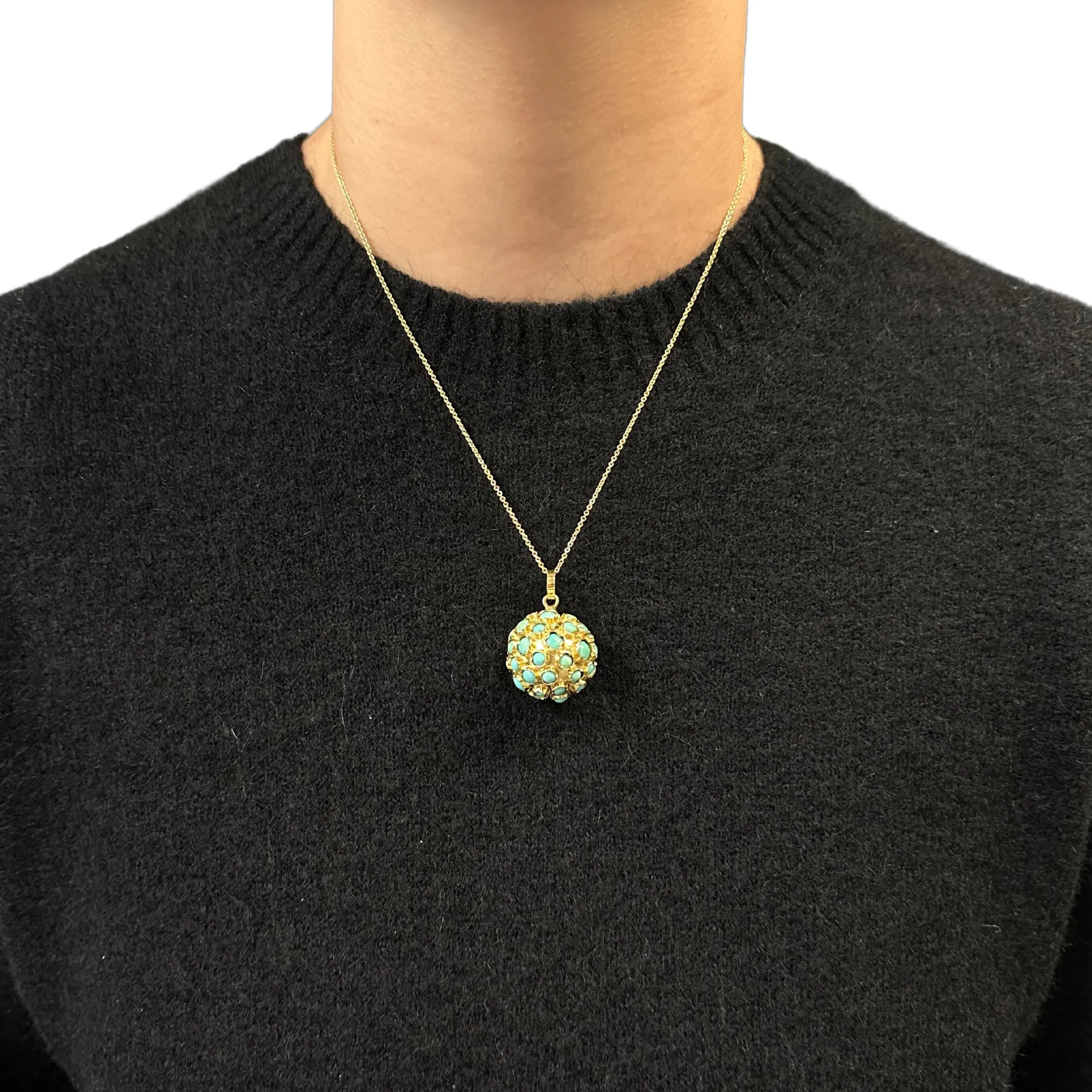Estate Turquoise 18k Gold Sputnik Orb Charm