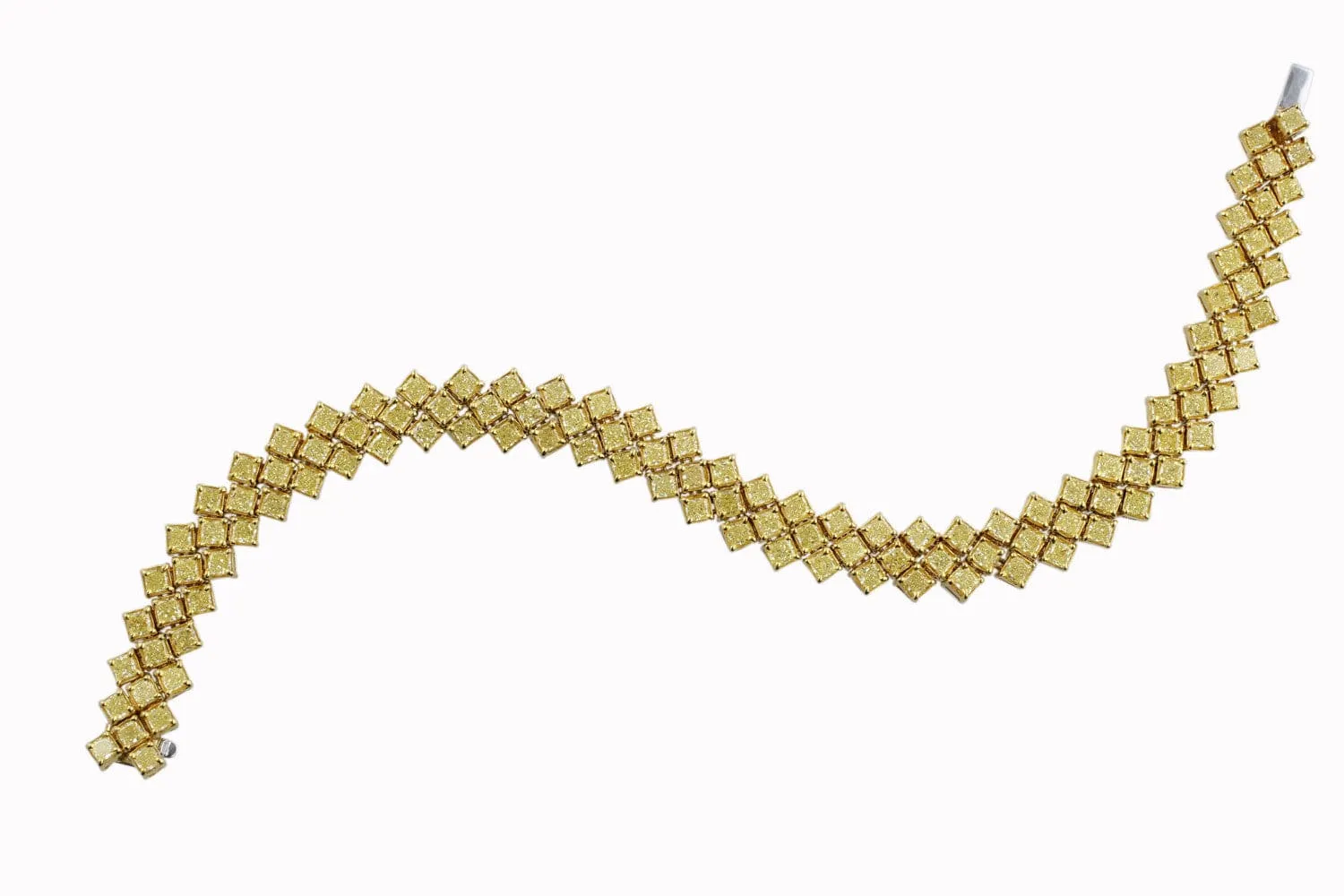 Fancy Yellow Princess Cut Diamond Bracelet