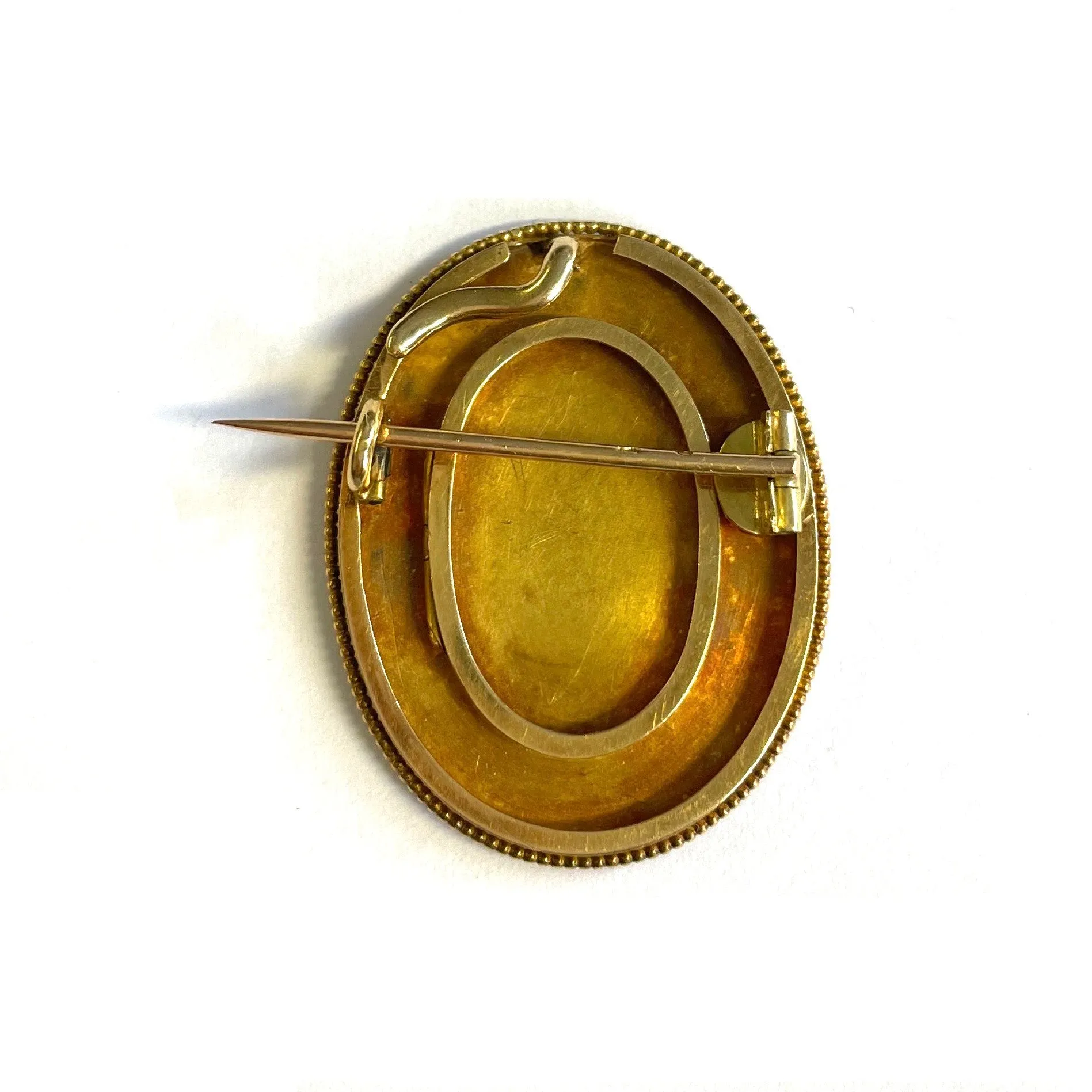 French Victorian 18KT Yellow Gold Enamel Pendant/Brooch