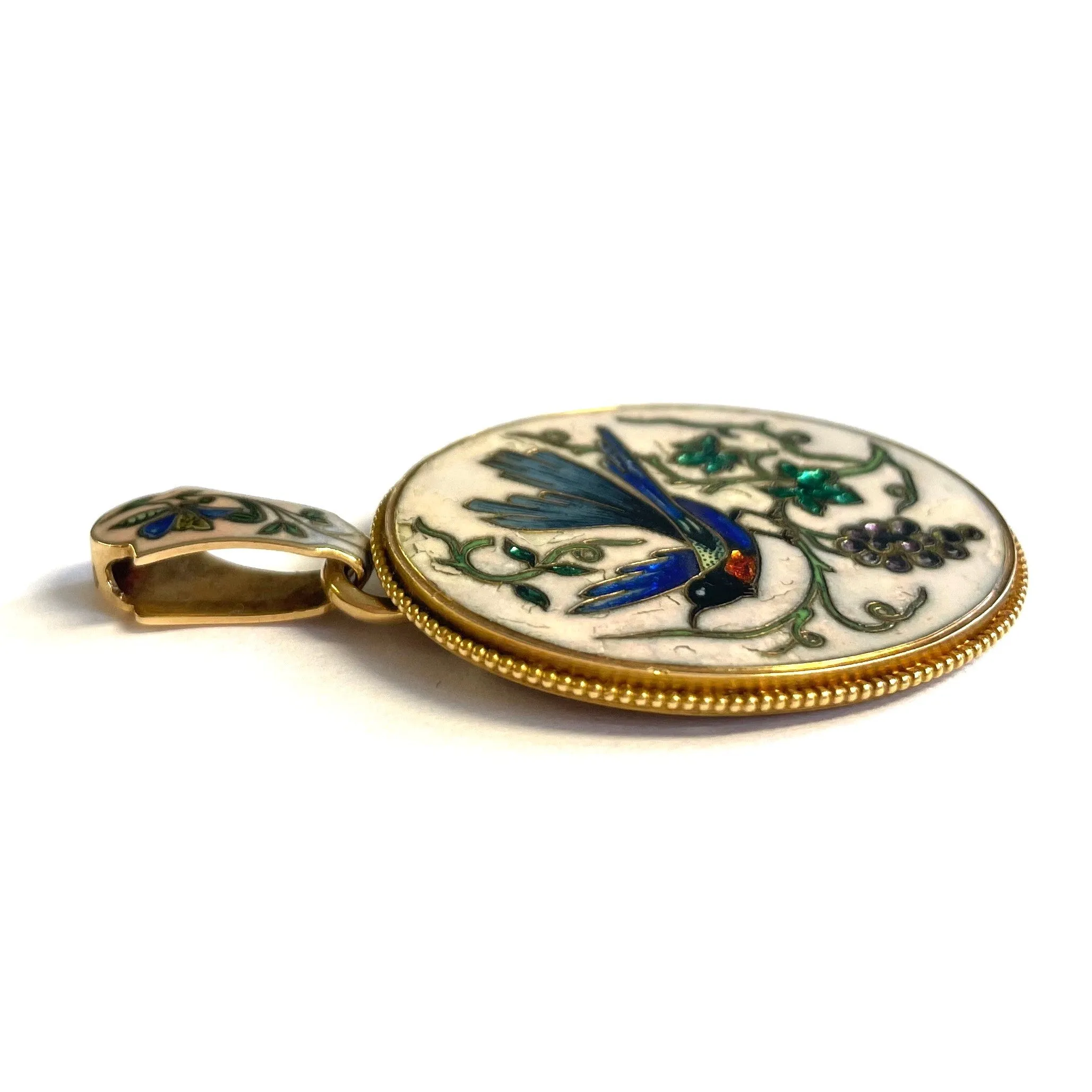French Victorian 18KT Yellow Gold Enamel Pendant/Brooch