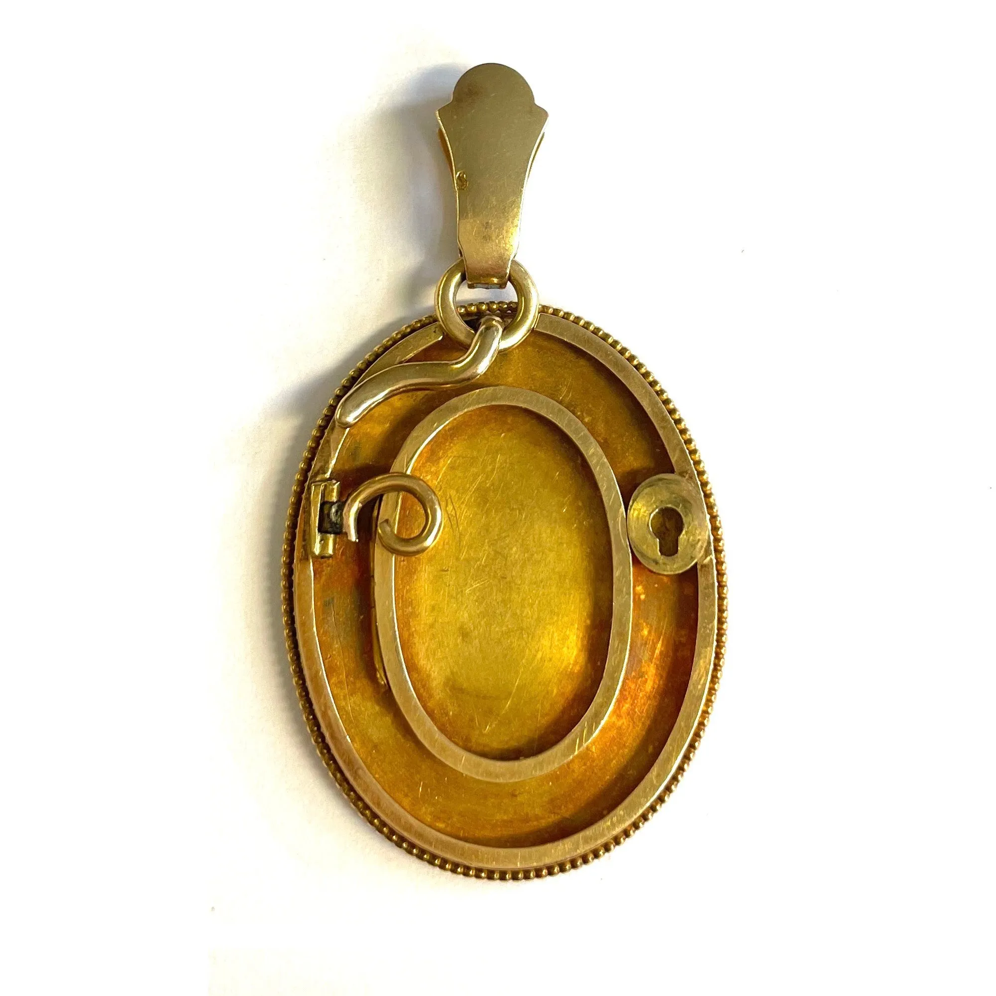 French Victorian 18KT Yellow Gold Enamel Pendant/Brooch