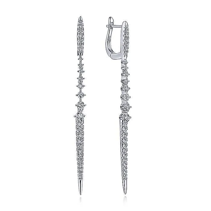 Gabriel & Co-14 K White Gold Linear Diamond Drop