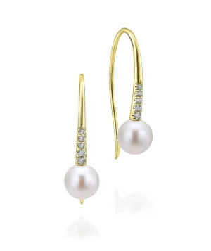 Gabriel & Co.- 14K Yellow Gold Diamond and Cultured Pearl Drop Earrings  EG13096Y45PL
