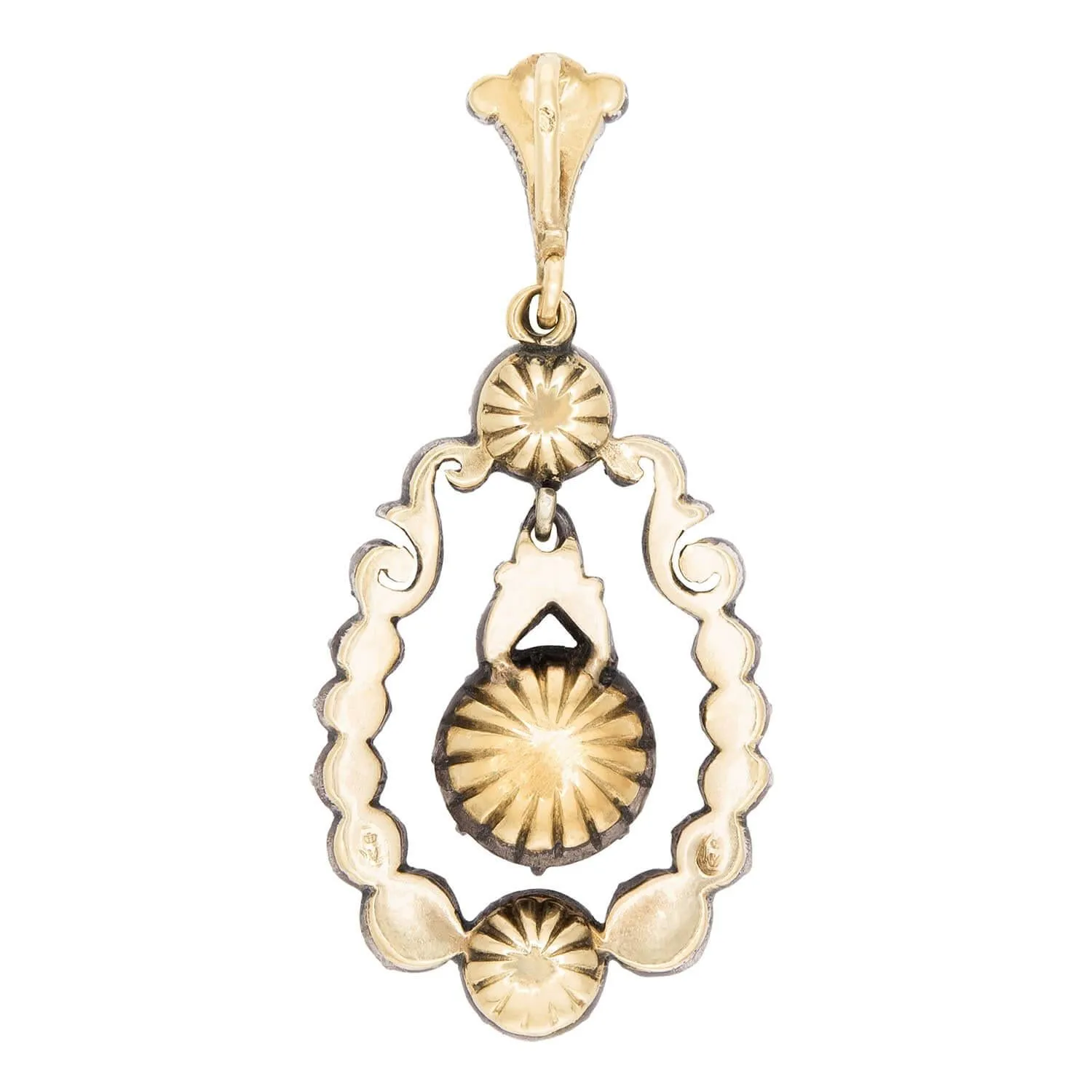 Georgian French 14k/Sterling Silver Diamond Pendant