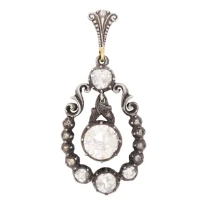 Georgian French 14k/Sterling Silver Diamond Pendant