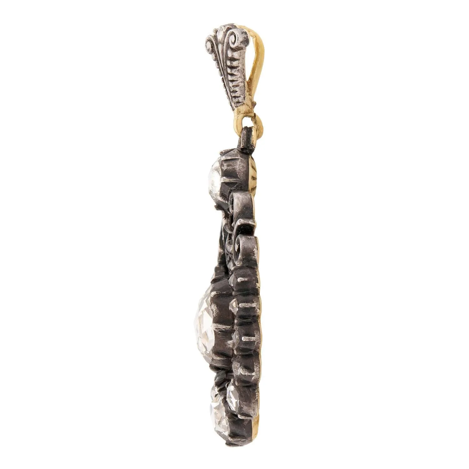 Georgian French 14k/Sterling Silver Diamond Pendant