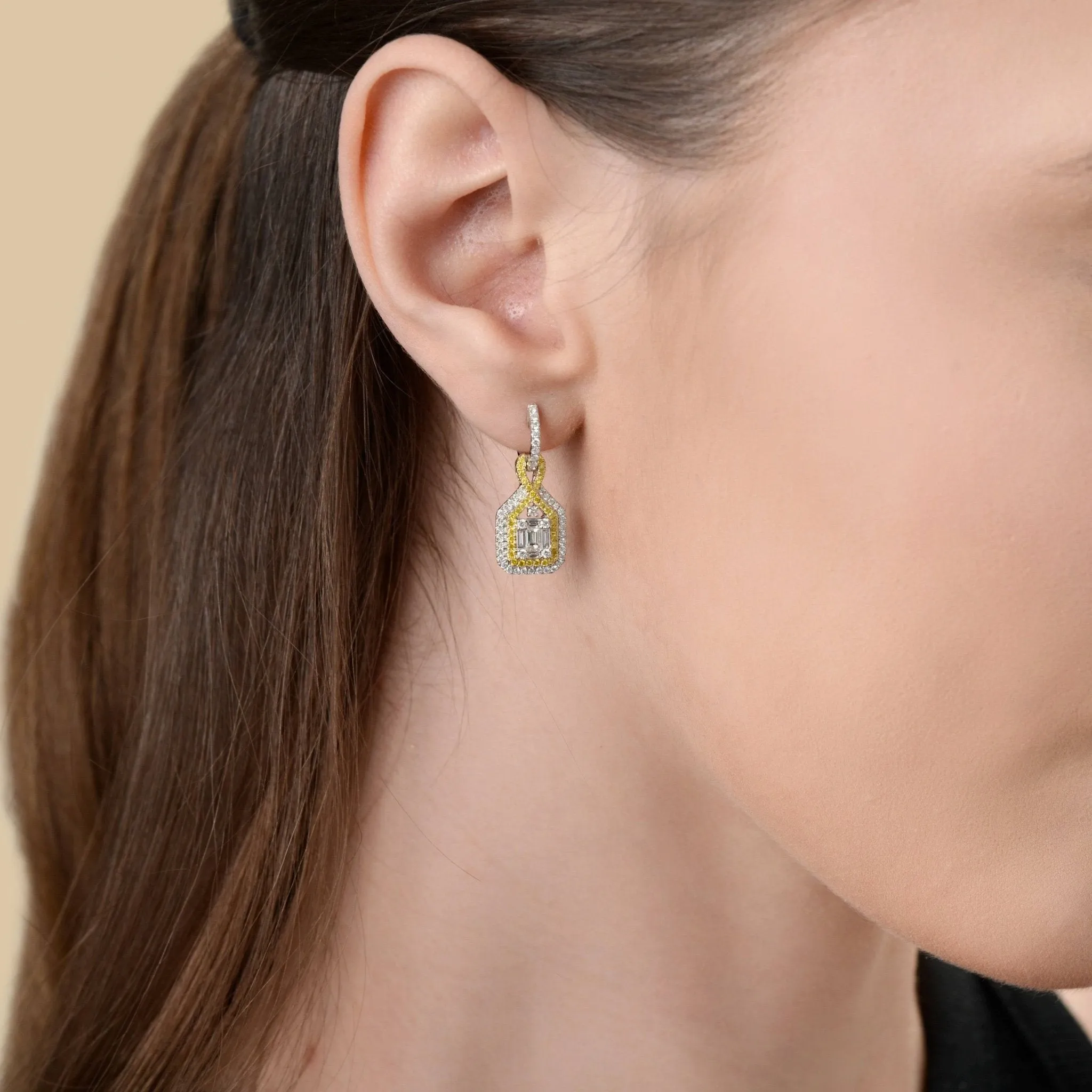 Gregg Ruth 14K Gold, White Diamond 1.13ct. tw. and Fancy Yellow Diamond Drop Earrings