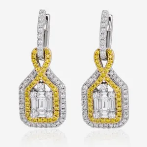 Gregg Ruth 14K Gold, White Diamond 1.13ct. tw. and Fancy Yellow Diamond Drop Earrings