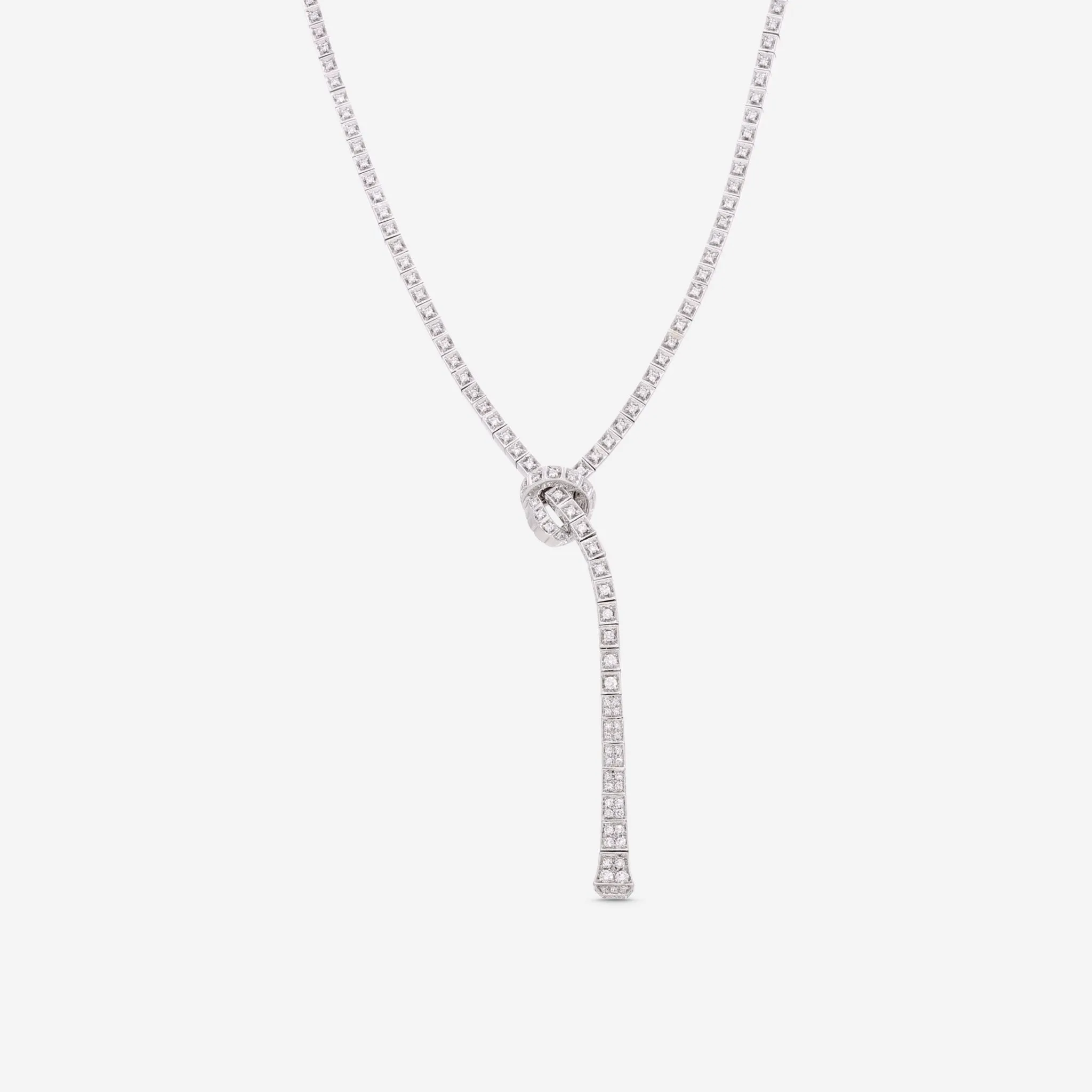 Gucci Chiodo White Gold Diamond Lariat Necklace YBB373749001