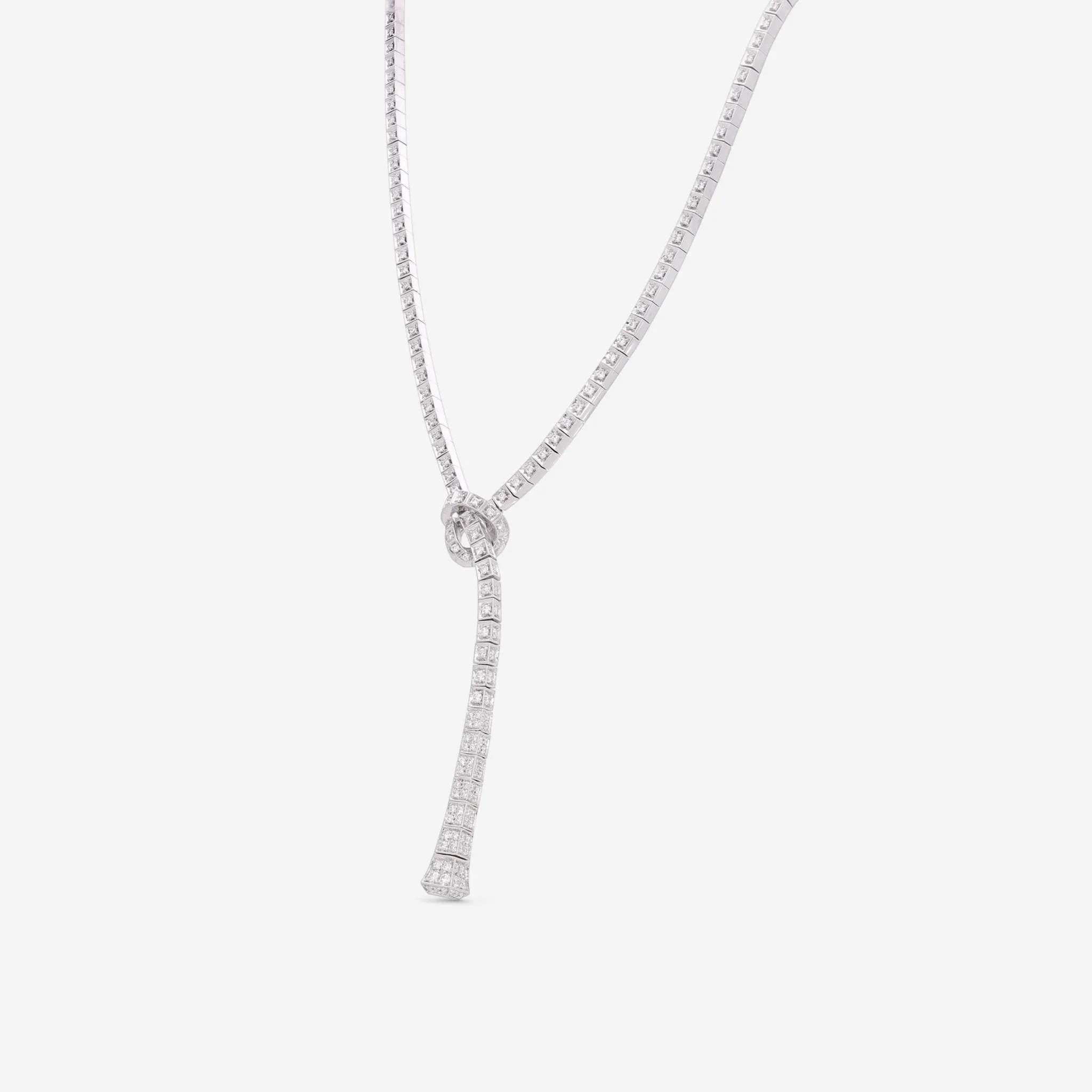 Gucci Chiodo White Gold Diamond Lariat Necklace YBB373749001